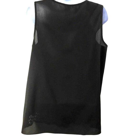 Womens Black Eyelet Scalloped Edge Top Size‎ Small Sleeveless Scoop Neck Blouse - Picture 3 of 6